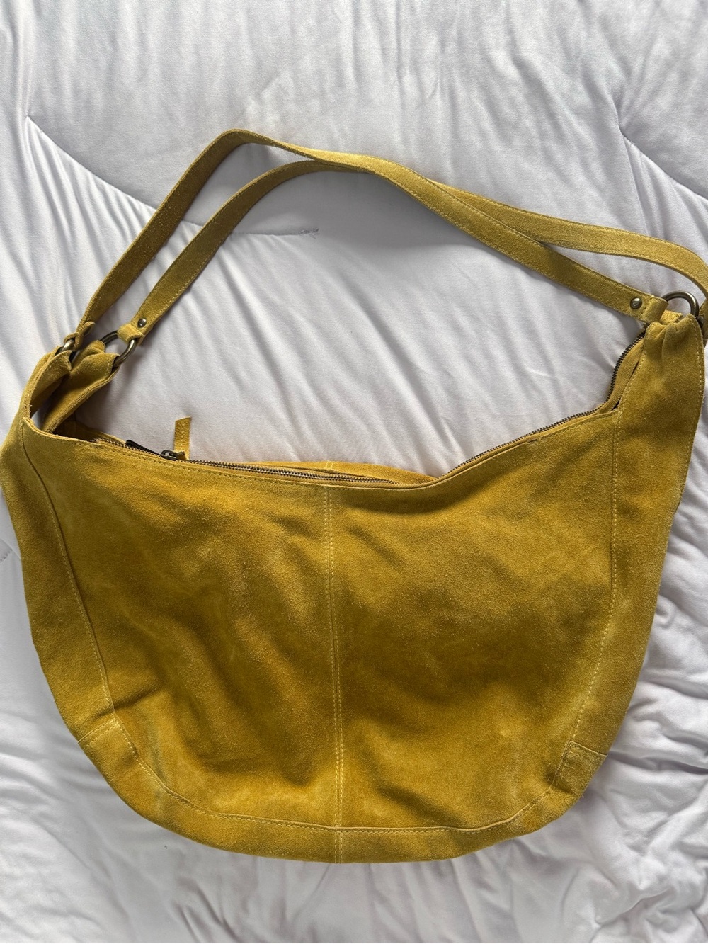 Free people Roma mustard yellow suede hobo bag boho